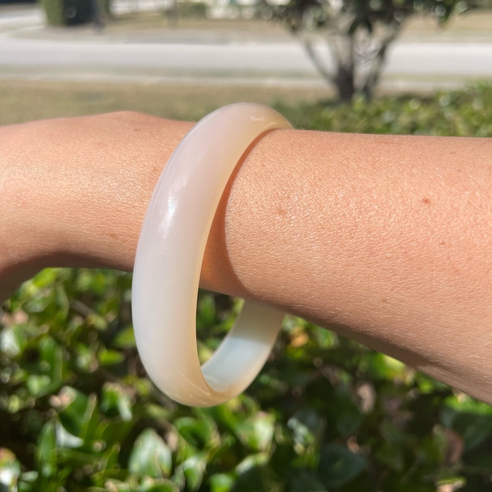 Agate Stone Cream Bangle Bracelet 70mm